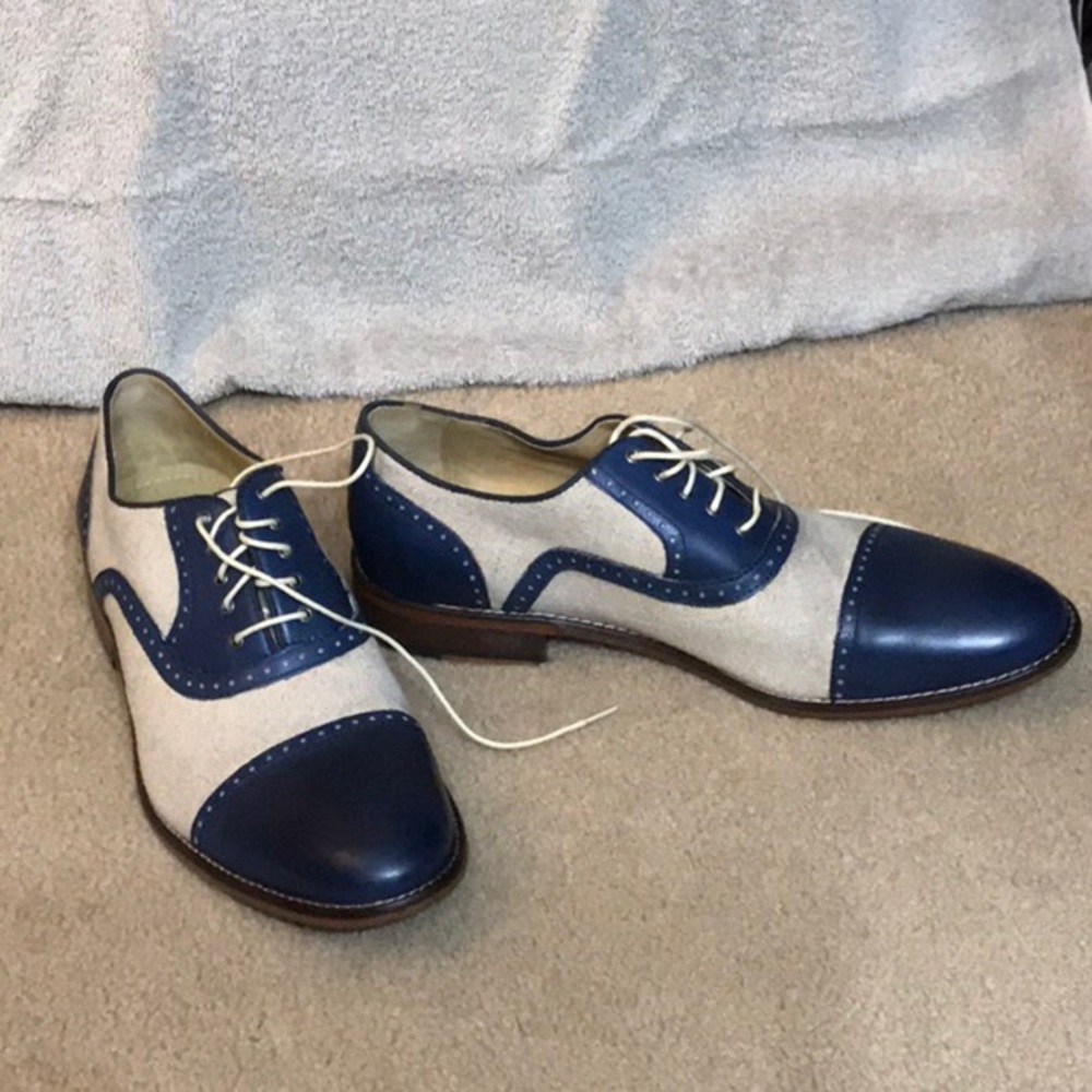 Tan and navy saddle oxfords, sz 10M